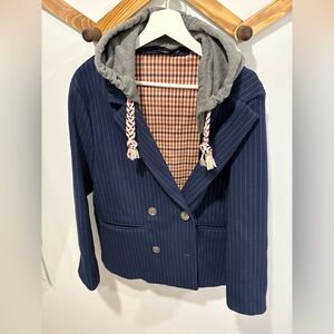 LIKE NEW- PLEASE- BLAZER HOODED JACKET - (removable hood)